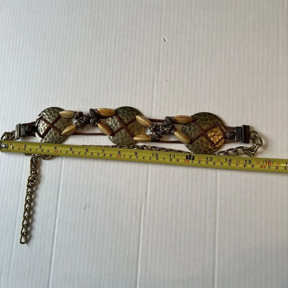 Chain Belt Size S-M Hammered Brass Conchos Beads